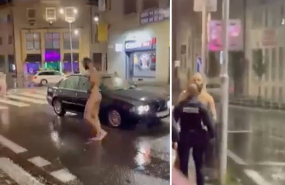 Foto: Na Mostnej ulici v Nitre to opäť žilo. Po ulici behal nahý muž, zaútočil na mestského policajta