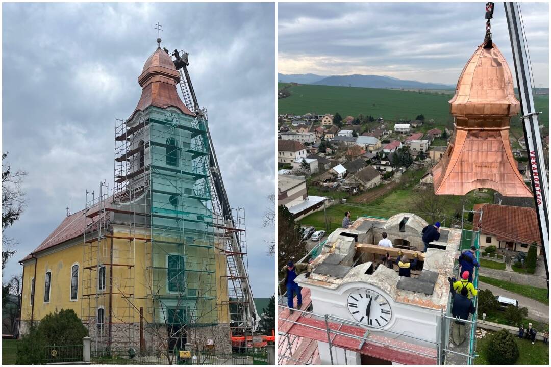 FOTO: Vežička kostola dostala novú helmicu, požehnať ju príde nitriansky biskup