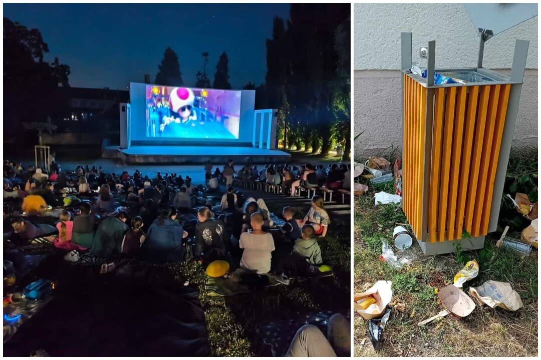 FOTO: Letné kino na amfiteátri v Šali sa teší veľkej návštevnosti, po divákoch však ostáva neporiadok