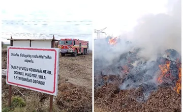 FOTO: Pri Starom Tekove vzbĺkla skládka bioodpadu. Hasiči bojovali s ohňom vyše štyroch hodín a potrebovali posily