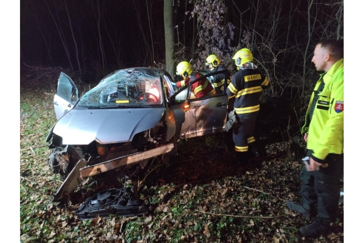 FOTO: V katastri Nitry skončilo auto v priekope mimo cesty, foto 3